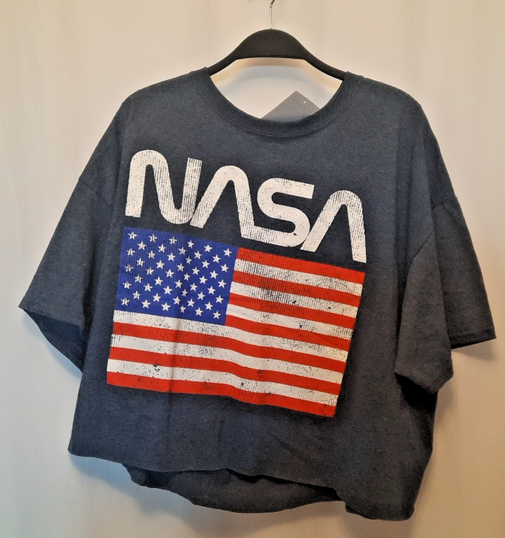 Nordstrom XL NASA American Flag NWT blue t shirt crop top